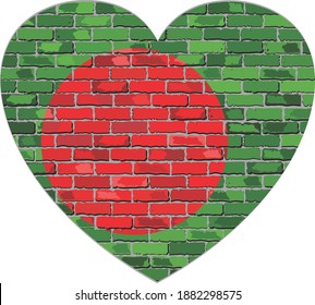 Flag of Bangladesh on a brick wall in heart shape - Illustration,
Abstract grunge Bangladesh flag