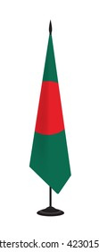  Flag Of Bangladesh On A Flagstaff. Vector Illustration