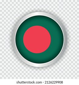 Flag of Bangladesh on round button on transparent background element for websites. Vector illustration