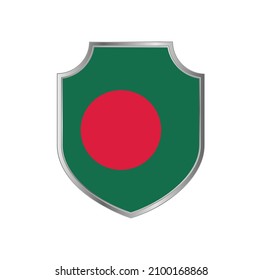 Flag of Bangladesh with silver frame