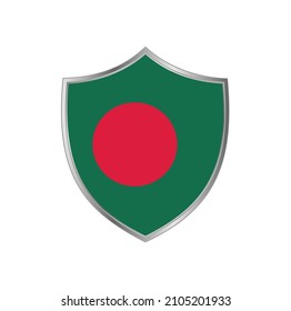 Bandera de Bangladesh con marco de escudo plateado