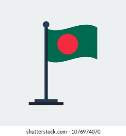 Flag Of Bangladesh. Flag Stand On White Background. Vector Design