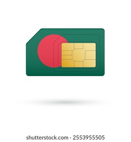 Flag of Bangladesh. Vector illustration of SIM Card with flag on white background