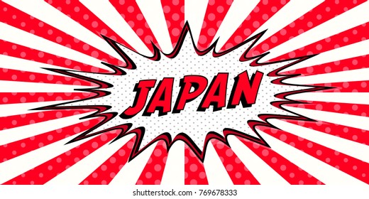 Flag banner of JAPAN the style of pop art Comic Speech Bubble. JAPAN cartoon explosion Vector