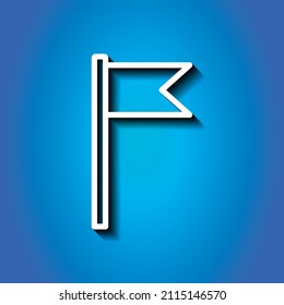 Flag, banner simple icon vector. Flat desing. White icon with shadow on blue background.ai