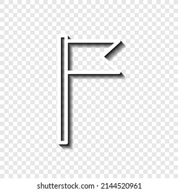 Flag, banner simple icon vector. Flat desing. White with shadow on transparent grid.ai