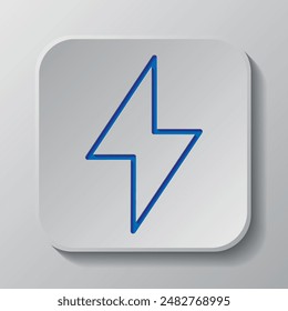 Flag, banner simple icon vector. Flat design. Paper cut design. Cutted blue symbol with shadow. Gray badge button, gray background.ai