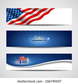 Flag banners collection independence day template backgrounds, vector illustration