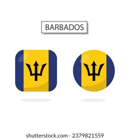 Bandera del estilo de caricatura 3D del icono de Barbados 2 Formas.