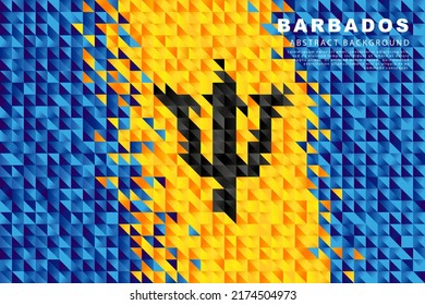 Flag of Barbados. Abstract background of small triangles in the form of colorful blue and yellow stripes of the Barbados flag. Vector illustration.