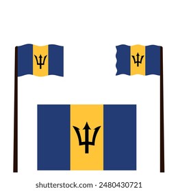 Flag of Barbados. Barbadian blue and yellow flag with Poseidon's trident. State symbol of Barbados.