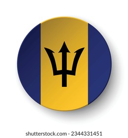 Flagge von Barbados. Button-Flag-Symbol. Standardfarbe. Circle Icon Flag. 3D-Abbildung. Computergrafik. Digitale Illustration. Vektorgrafik.