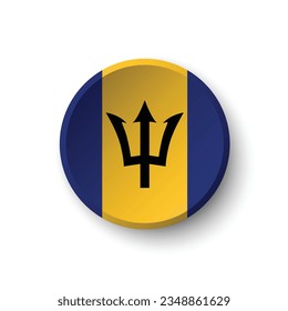Flag of Barbados. Button flag icon. Standard color. Circle icon flag. 3d illustration. Computer illustration. Digital illustration. Vector illustration.