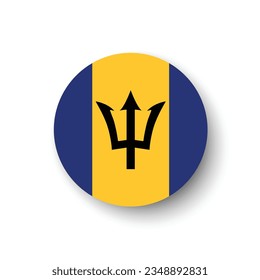 Bandera de Barbados. Icono de indicador de botón. Color estándar. Indicador de icono de círculo. 3 quinquies ilustración. Ilustración del equipo. Ilustración digital. Ilustración vectorial.