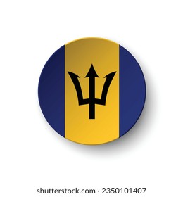 Flag of Barbados. Button flag icon. Standard color. Circle icon flag. 3d illustration. Computer illustration. Digital illustration. Vector illustration.