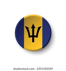 Flag of Barbados. Button flag icon. Standard color. Circle icon flag. 3d illustration. Computer illustration. Digital illustration. Vector illustration.