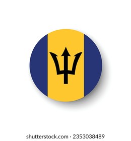 Flagge von Barbados. Button-Flag-Symbol. Standardfarbe. Circle Icon Flag. 3D-Abbildung. Computergrafik. Digitale Illustration. Vektorgrafik.