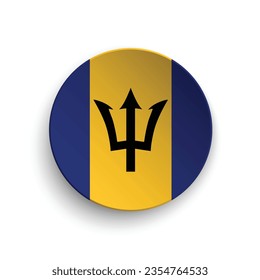 Flag of Barbados. Button flag icon. Standard color. Circle icon flag. 3d illustration. Computer illustration. Digital illustration. Vector illustration.