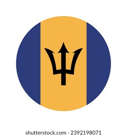 Flagge von Barbados. Button-Flag-Symbol. Standardfarbe. Circle Icon Flag. Computergrafik. Digitale Illustration. Vektorgrafik.