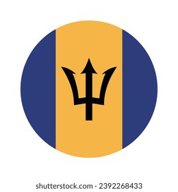 Flag of Barbados. Button flag icon. Standard color. Circle icon flag. Computer illustration. Digital illustration. Vector illustration.
