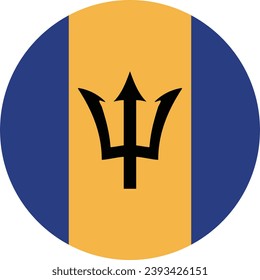 Flag of Barbados. Button flag icon. Standard color. Circle icon flag. Computer illustration. Digital illustration. Vector illustration.