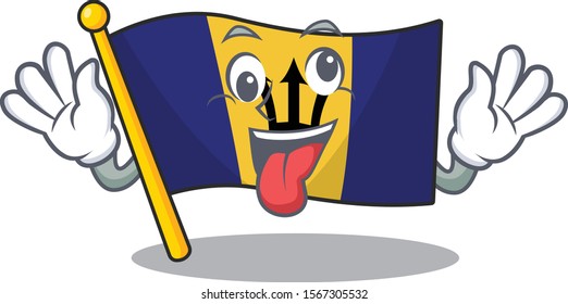 Flag barbados cartoon with in bring gift character