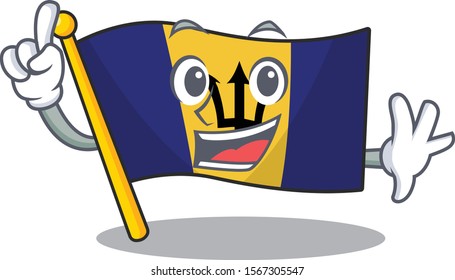 Flag barbados cartoon with in finger character