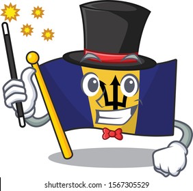 Flag barbados cartoon with in magician character