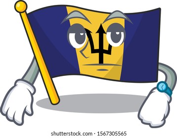 Flag barbados cartoon with in waiting character