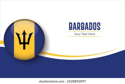 Flag of Barbados Circle isolated on White background with Text. Banner, Poster, vector, template, Mockup, Background, Social Media, Post, 3D.