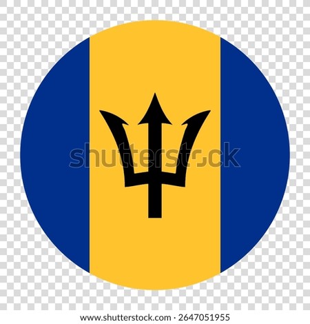 Flag of Barbados. Barbados circle flag logo icon computer vector illustration design. Transparent checkerboard background.