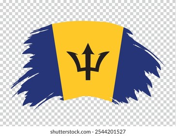Bandeira de Barbados com efeito de pincel de traço de tinta aflita em plano de fundo isolado