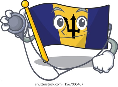 Flag barbados in a Doctor dressed with tools