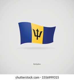 The flag of Barbados is flying layered vector image.