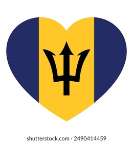 flag of Barbados in form of heart, symbol of love