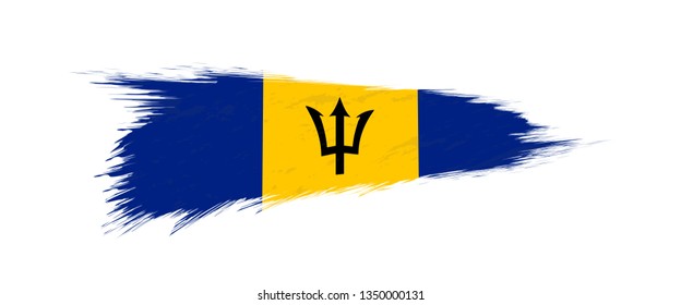 Flag of Barbados in grunge brush stroke, vector grunge illustration.