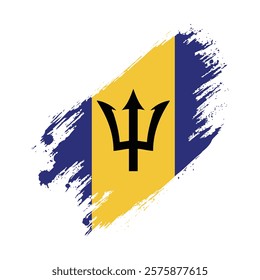 Flag of Barbados Grunge Brush Stroke Style Vector