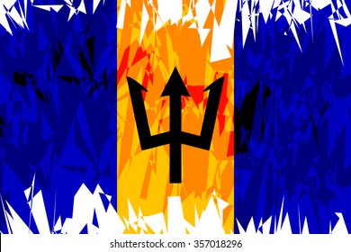 Flag of Barbados in grunge style. Vector illustration.