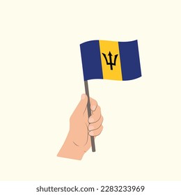 Flag of Barbados, Hand Holding flag