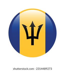 Flag of Barbados. Flag icon. Standard color. A round flag. 3d illustration. Computer illustration. Digital illustration. Vector illustration.