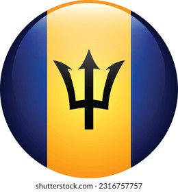 Flag of Barbados. Flag icon. Standard color. The round flag. 3d illustration. Computer illustration. Digital illustration. Vector illustration.
