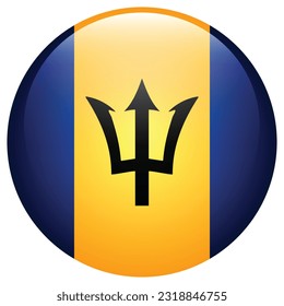 Flag of Barbados. Flag icon. Standard color. The round flag. 3d illustration. Computer illustration. Digital illustration. Vector illustration.
