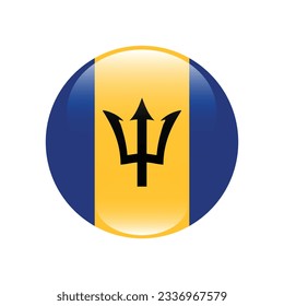 Flag of Barbados. Flag icon. Standard color. Circle icon flag. 3d illustration. Computer illustration. Digital illustration. Vector illustration.