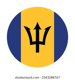 Flag of Barbados. Flag icon. Standard color. Circle icon flag. Computer illustration. Digital illustration. Vector illustration.