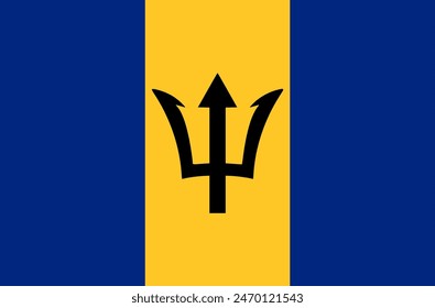 The flag of Barbados. Flag icon. Standard color. Vector illustration.	