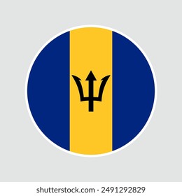Bandera de Barbados. Icono de marca. Color estándar. Icono de círculo. Icono de redondeo Indicador. Ilustración vectorial.
