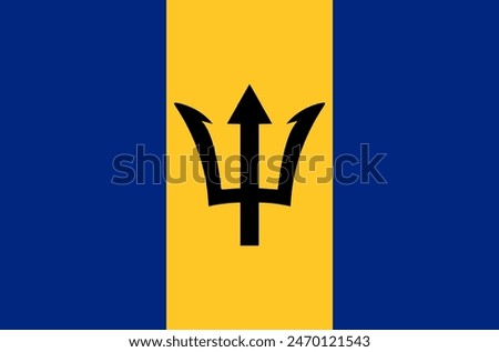 The flag of Barbados. Flag icon. Standard color. Vector illustration.	