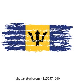 Flag of Barbados the illustration vector on a white background, brush stroke Design Elements
