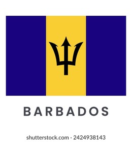 Flag of Barbados isolated on white background.