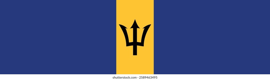 Flag of Barbados. Barbados flag long banner digital vector illustration